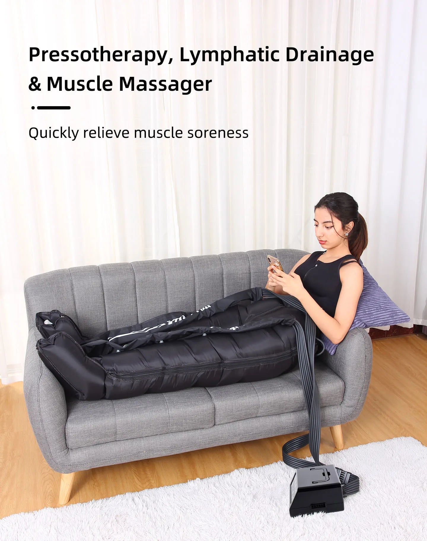 YITI Leg Pressure Therapy System Whole-Body Pneumatic Lymphatic Drainage Machine Air Compression Foot Massager 6 Chambers