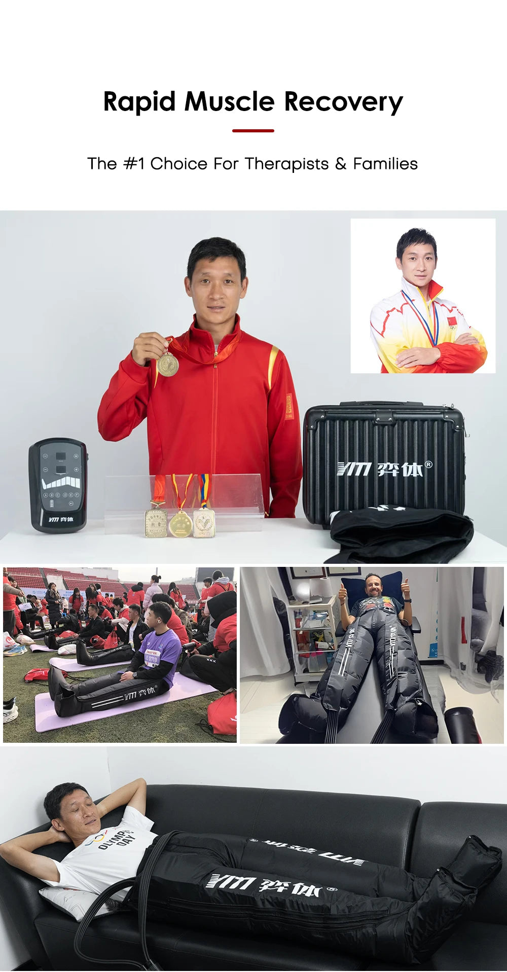YITI Leg Pressure Therapy System Whole-Body Pneumatic Lymphatic Drainage Machine Air Compression Foot Massager 6 Chambers