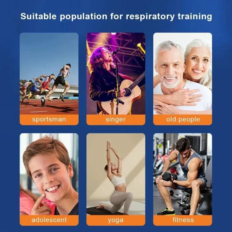 Black New Breathing Trainer Lung Flexer Durable Fitness Exerciser Increases Lung Capacity Breath Adjustable Levels Respiratory