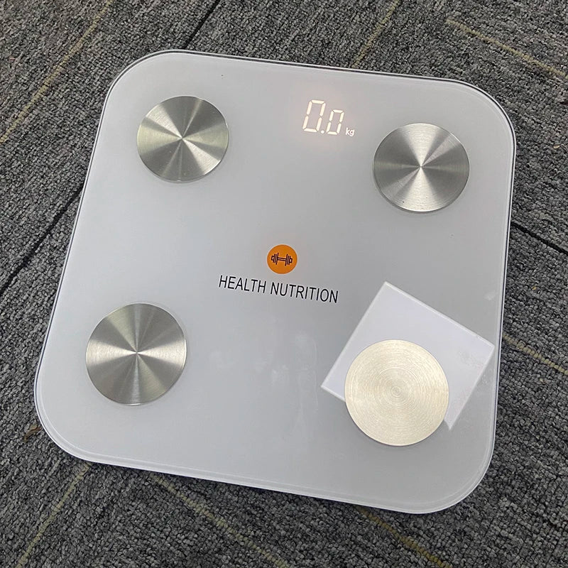 Bluetooth Body Fat Scale Smart Home 150KG Weight Scale with BMR Test Hidden LED Display Heart Rate Monitor for Household Use