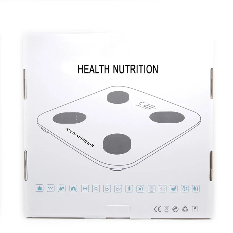 Bluetooth Body Fat Scale Smart Home 150KG Weight Scale with BMR Test Hidden LED Display Heart Rate Monitor for Household Use